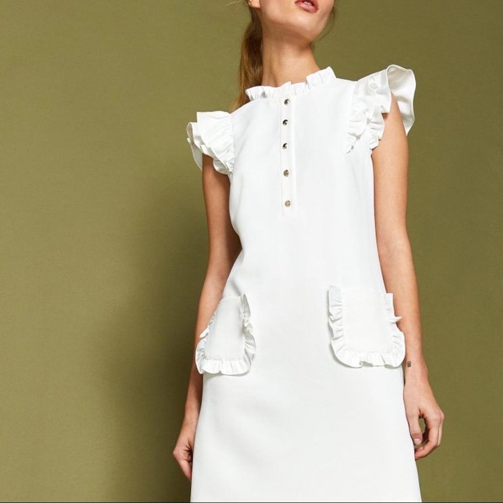 TED BAKER ruffle white dress
